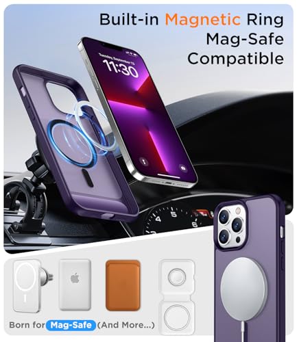 Image of Magnetic Compatible with iPhone 13 Pro Max Case, [Built-in Invisible Kickstand][Compatible with MagSafe] [Military Grade Shockproof] Slim Translucent Matte Phone Case for iPhone 13 Pro Max 6.7 inch