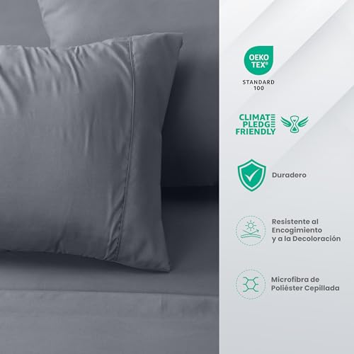 Utopia Bedding Juego de Sabanas 4 Piezas, 150x200cm, Gris - Imagen 5