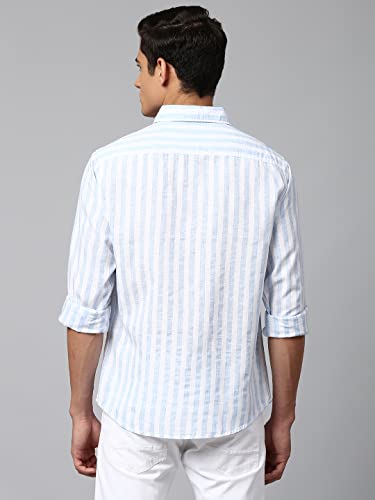 Image of Dennis Lingo Men's Striped Slim Fit Casual Shirt for Men with Spread Collar
