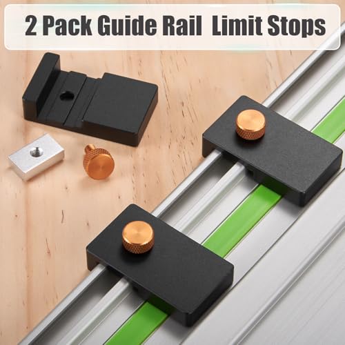 Image of Universal Router Guide Rail Adapter,Designed for most Brand Fixed-Base Compact Routers,Compatible with Ma-kita&Fes-tool Track Saw Guide Rail ;Aluminium Router Base with 2 Pack Rail Stops
