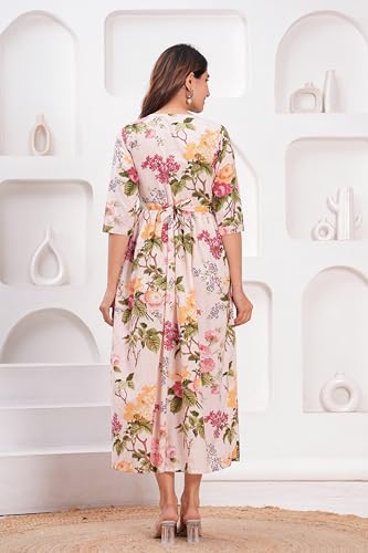 Image of JAIPURFAME Stylish Women's Pure Cotton All Over Printed Kurti Gown, Maternity Dress, and Feeding Dress - Comfortable and Elegant Maternity Wear for Women