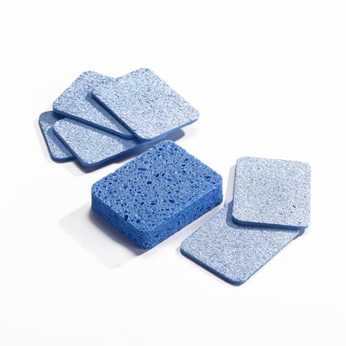 Image of Fox Run Blue Natural Cellulose Dish Sponges, Set of 12 Non Scratch Kitchen Sponges for Nonstick and Metal Pans