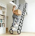 Complete 2200LBS Attic Ladder Pull Down System, 12FT Ti-Mg Alloy Wall-Mounted Attic Stairs, Foldable Retractable Loft Ladder for Multi-Scene Use