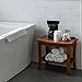 Rose Home Fashion Teak Shower Bench, Teak Shower Stool with Storage Shelf, 20