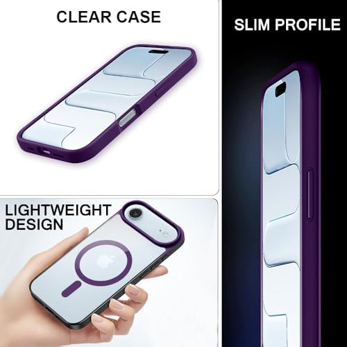 Image of iPhone 17 Air Transparent Case | Shockproof Bumper & Camera Protection | Magsafe Compatible | Sleek Hard Crystal Back Cover for iPhone 17 Air - Purple