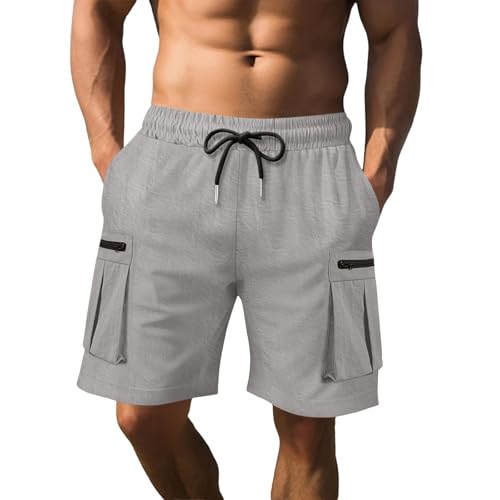 Xiaojmake Mens Cargo Shorts Stretch Board Short Lightweight Hiking Gym Shorts Elastic Waist Casual Short with Zipper Pockets