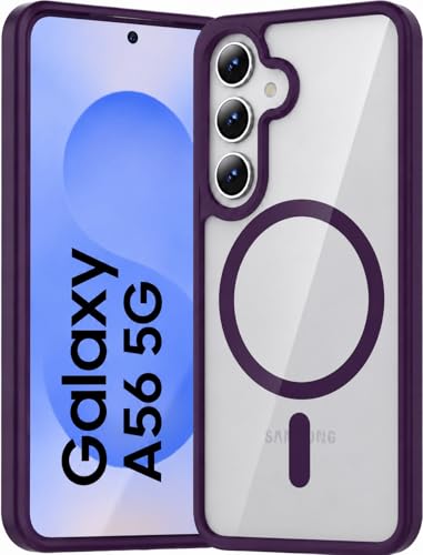 Image of ArmourPro MagSafe Compatible Case for Samsung Galaxy A56, Magnetic Wireless Charging Back Cover with Clear Back, Flexible TPU Bumper, Camera Protection | Purple