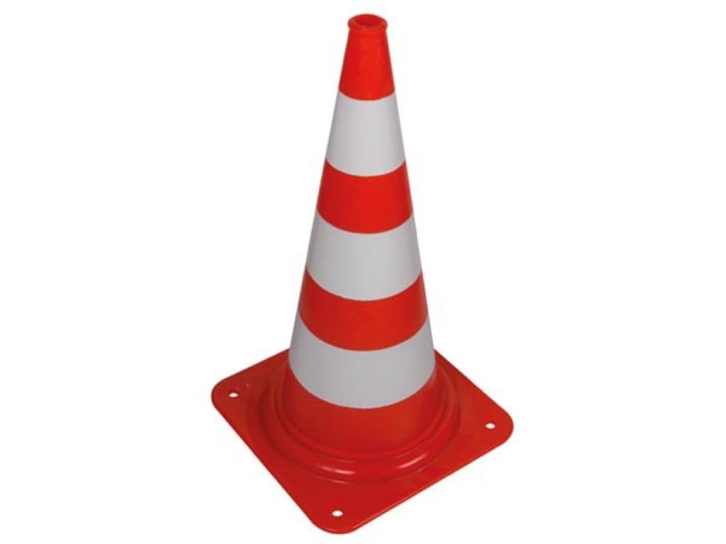 Perel Cono segnaletico 75 cm, rosso bianco, PVC, per sport, allenamento, delimitazione aree e segnalazione temporanea