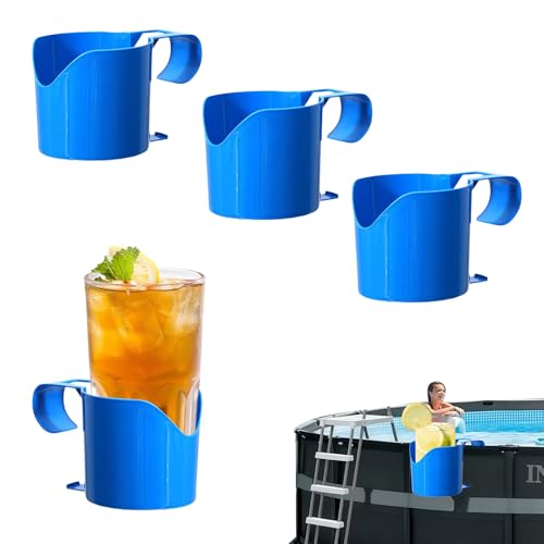 LUMOOM 4 Stück Poolrand Getränkehalter, Pool Getränkehalter, Multifunktionaler Poolbecherhalter, Schwimmbäder Einhängen Bierhalter, Hanging Cup Holder für Getränke, Handys, Schlüssel