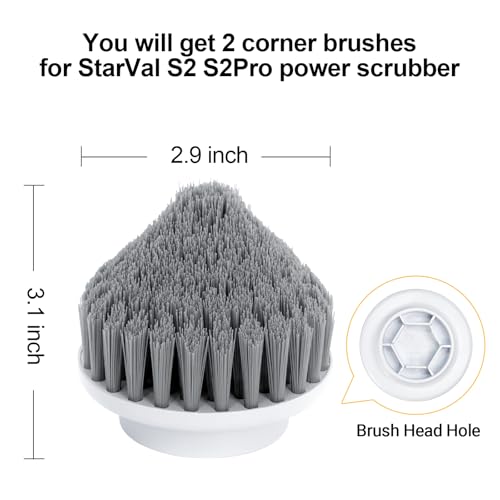 Image of 2Pcs Corner Brush Heads Set for Electric Spin Scrubber Cleaning Corners Gap Edge, and Hard-to-Reach Places(White)