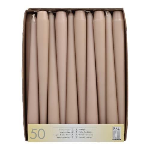 PAPSTAR 50 Leuchterkerzen Ø 2,2 cm · 25 cm puder, Beige