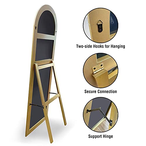 Ogcau Full Length Floor Mirror Wall Mirror Standing Hanging Or Leaning Against Wall For Bedroom, Arched-Top Mirror, Large Arched Mirror, Wall Mirror For Bedroom Living Room (Gold) #TOP3