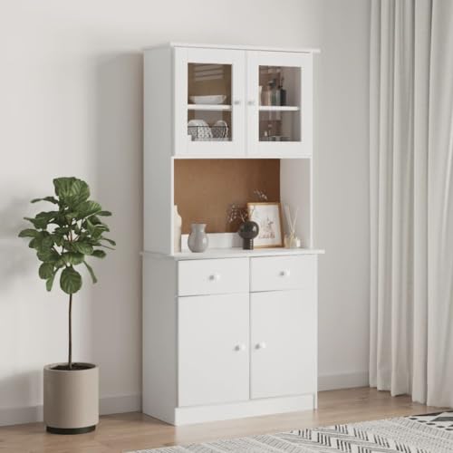 SKM Aparador Alto Alta Madera Maciza de Pino 77x35x165 cm,Mobiliario,Armarios y Almacenamiento,Aparadores,3187774