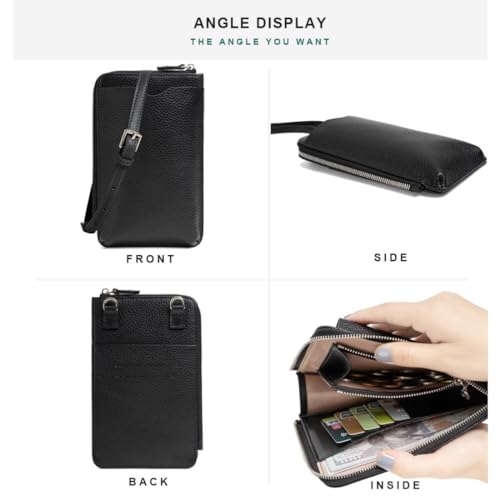 Genuine Leather Wallet with 7 Card Slots Mobile Phone Bags for Women Crossbody Purse Small Shoulder Bag4