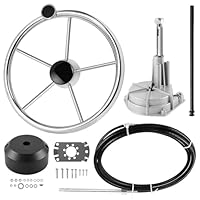 Acclcors Boats Lenksystem, mechanisches Drehlenkungs-Kit für Außenbordmotoren, mit Lenkrad und langem Schiffskabel, für Fischerboote, Yachten und andere Wasserfahrzeuge (304,8 CM)