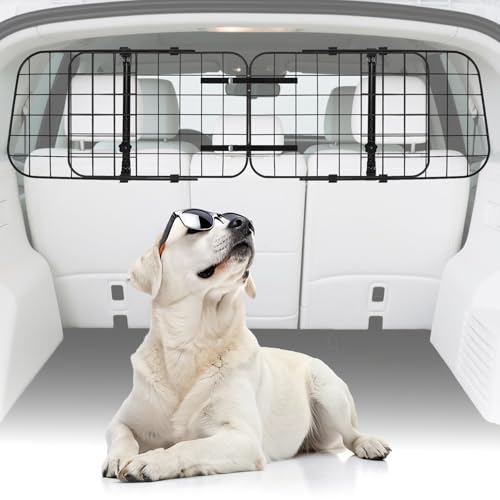 KOOLTAIL Dog Barrier for SUV, Heavy-Duty Adjustable 35.4”-57” Dog Car Barrier for Cargo Area, Foldable Stable Wire Mesh Pet Gate, Universal Fit for SUV, Van, Hatchback, Truck, 3-Panel