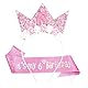 6 Jahr Geburtstagskrone Mädchen Krone Geburtstag 6 Jahre Glitzer Krone mit Perlen und Rose Blumen Geburtstag Krone Mädchen mit Rose Blumen Stirnband für Baby Kinder