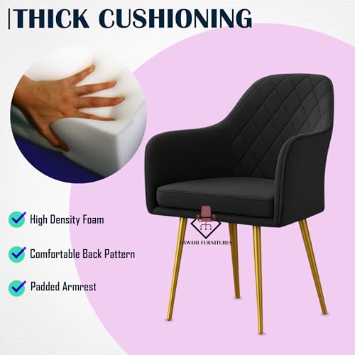 Image of Set of 2 Accent Chair for Living Room | Modern Armchair in Soft Velvet Fabric with Sturdy Legs | Premium Chair for Home Living Room Bedroom Restaurent | (Gold Legs, Dark Grey Burfi Design)