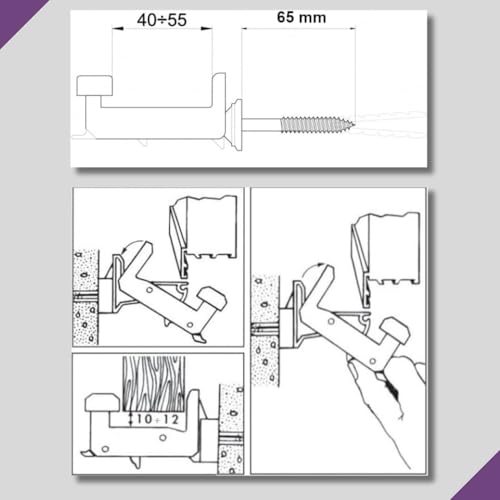 eacommerce - Ferma Imposte Regolabile | Sistema Automatico di Ancoraggio | Per Infissi da 40-55 mm | Blocca Scuri e Persiane | Tassello Integrato 6x70 mm, Nero, Kit 2 Pezzi - 5