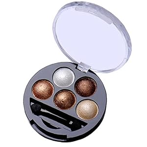 Oogschaduw palet 5 kleuren gebakken oogschaduw oogschaduw poeder metallic glans warme kleur schaduw palet met oogschaduw…