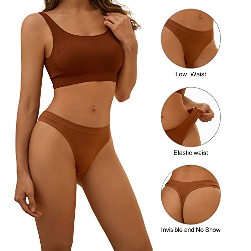 Deangelmon Seamless Thongs For Women Sexy Low Rise Underwear No Show Thong Panties Comfortable Breathable Multiple Pack (7P1,M) #TOP1