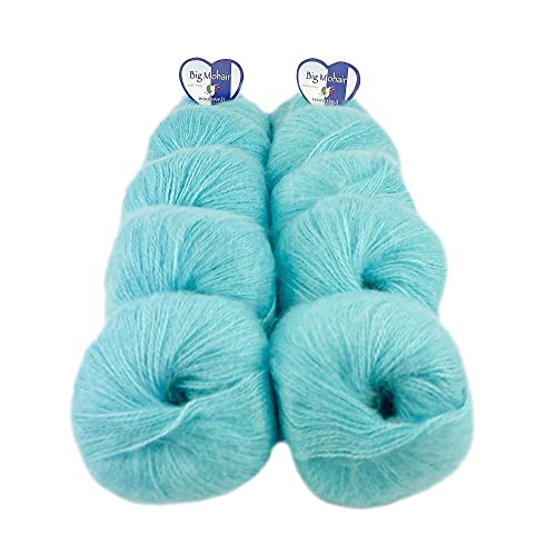 Tricot Cafè - Big Mohair - pelote de Laine mélangée idéale pour la Confection de vêtements pour bébés et Enfants Fibre Sensible aux différentes températures Turquoise 8 Made in Italy