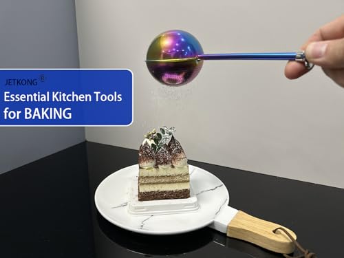 Image of JETKONG Large Flour Sifter, Baking Sifters with 18 /8 Stainless Steel Dusting Wand for Sugar, Flour and Spices, Set of 2 (Large, Rainbow)