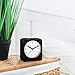 Marathon Analog Desk Alarm Clock with Auto Night Light, Black/White - Silent Smooth Sweep - Alarm & Snooze Functions - Two AAA Batteries Included