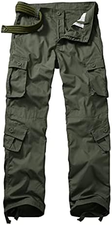 GSGGIG Men's Outdoor Hiking Pants, Tactical Pants Lightweight Casual Work Ripstop Cargo Pants for Men with Pockets No Belt 3355 Army Green 38
