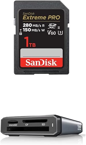 Miniatura 1 de SanDisk Tarjeta de memoria Extreme PRO SDXC UHS-II de 1 TB con SanDisk Professional PRO-Reader Multi-Card - Lector de tarjetas de alto rendimiento