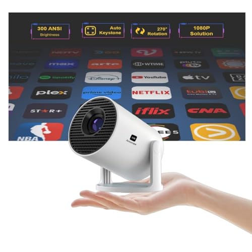 Image of Amornee Short Throw Projector with WiFi and Bluetooth, 720P/4K Mini Projector Home Video Projector for Bedroom, Outdoor Movie Night, Auto Keystone Correction