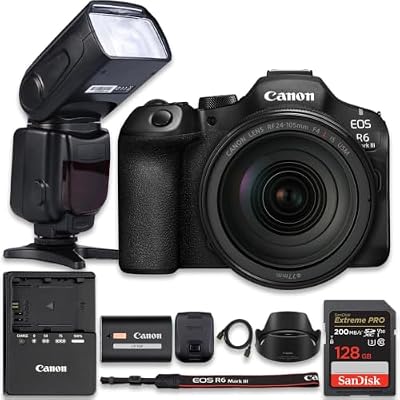 Canon EOS R6 Mark III Mirrorless Camera with RF 24-105mm f/4 L is USM Lens + TTL PRO Flash + SanDisk Extreme PPRO 128GB Memory Card (14pc Bundle)