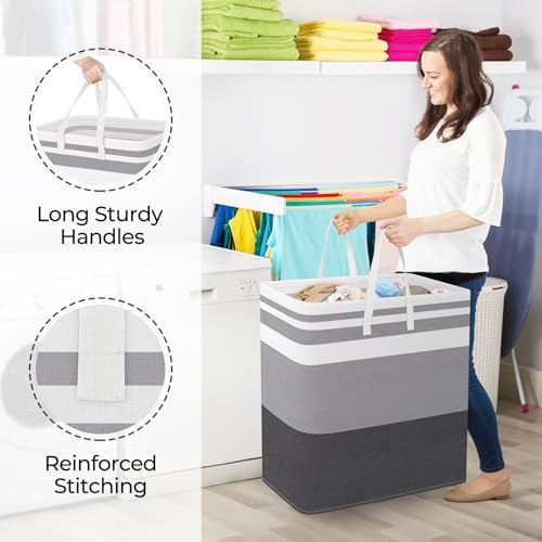 StorageRight Laundry Basket Hamper, 125L Collapsible Clothes Storage, Grey by StorageRight - Used condition - Image 4