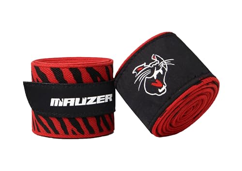 Image of Mexican-Style Boxing Hand Wraps - Breathable Stretch Cotton /Poly, 2 inch Wide with Hook & Loop, CAT Skin Graphic & Zeal to Win Slogan 3.5 Meter