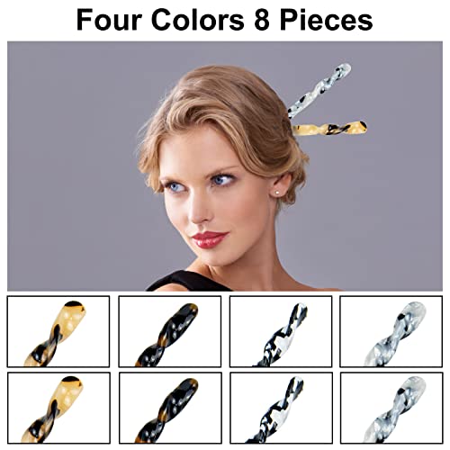 Beautychen 8 Pieces Acetate Hair Sticks Tortoise Shell Hairpin Hair Chopsticks For Women Leopard Print Hair Sticks For Long Hair Chinese Retro Hairpins Disk Hair Sticks Styling Pins Hair Accessories For Women Girls #TOP3