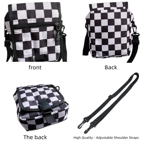 Wyaqjlv Small Crossbody Bag Mini Shoulder Bag For Men Flap, Women Messenger Satchel Bags Wallet (Black And White Plaid) #TOP4