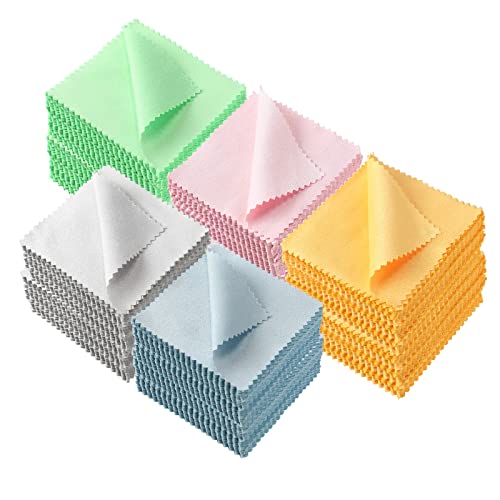 Hoteam 500 Pcs Jewelry Cleaning Cloth Silver Polishing Cloth Jewelry Cleaner Cloth Jewelry Wipes For Silver Gold Platinum Remover Keep Brass Coin Ring Silverware Watch Clean And Shiny, 5 Colors #TOP25