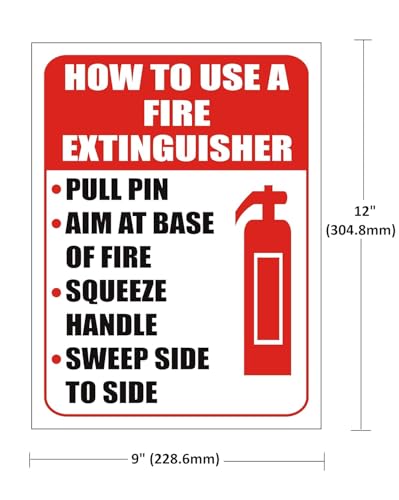 Image of GADGETS WRAP How to use Fire Extinguisher Sign Sticker Decal - Easy to Mount Weather Resistant Long Lasting Ink - 12 inch x 9 inch Inches Size