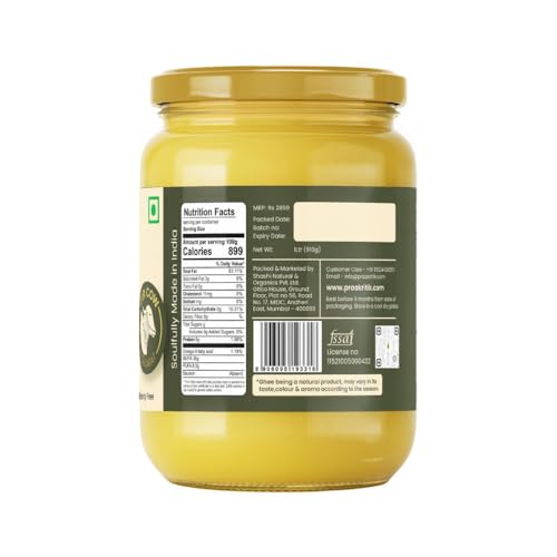 Image of Praakritik A2 Gir Cow Ghee 1L, 100% Natural A2 Cow Ghee Prepared by Traditional Bilona Method - Vedic Cultured, Grassfed, GMO-Free, Lactose-Free, Vegetarian - 1 Litre (Pack of 2)