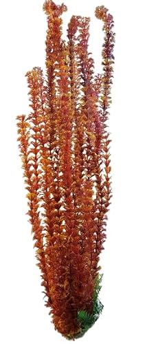 Jumbo Aquarium, Pond Artificial Orange and Yellow Plant 75-80cm (30 Inch) Tall, Fish Tank Foliage Ornament | Plastic Aquascaping Decoration, XL Background Foliage, Provides Coverage for Koi