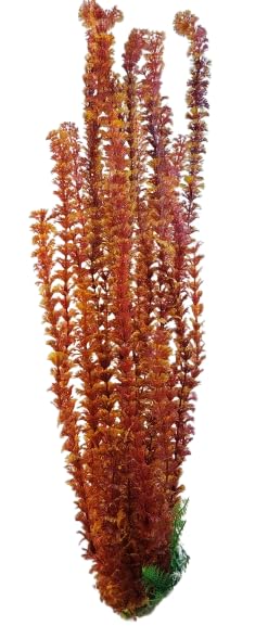 Jumbo Aquarium, Pond Artificial Orange and Yellow Plant 75-80cm (30 Inch) Tall, Fish Tank Foliage Ornament | Plastic Aquascaping Decoration, XL Background Foliage, Provides Coverage for Koi