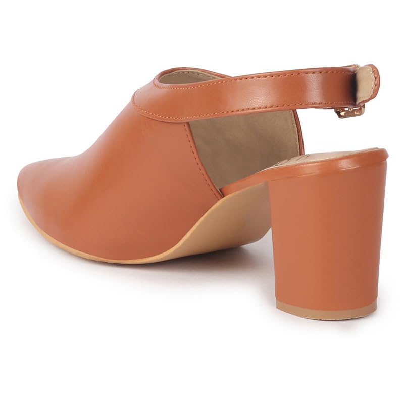 Image of FAUSTO Women Pointed Toe Block Heel Adjustable Backstrap Shoe Style Sandals | Soft Padded Insole | Semi Formal Outfit Sandals