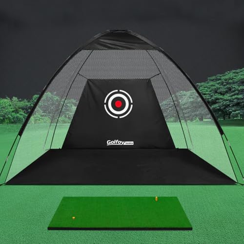 Image of Golfoy Basics Practice (3M) Golf Cage Net, Portable Driving Range Golf Net Training Aids with Target and Carry Bag for Indoor & Outdoor Use (Black)