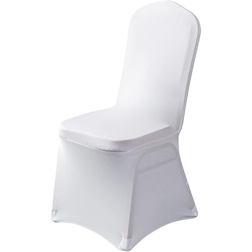 50 PCS White Spandex Dining Room Chair Covers for Living Room - Universal Stretch Chair Slipcovers Protector for Wedding, Banquet, and Party (White, 50)