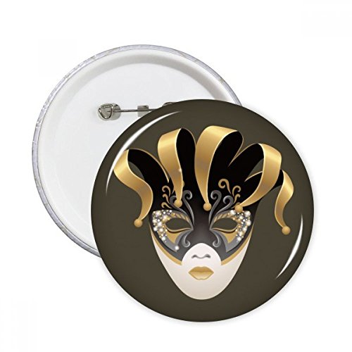 Cadeau Masque d'or Carnaval de Venise : coffret 5 badges ronds originaux pour vêtements