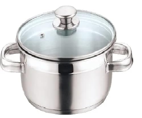 Nobel Stainless Steel Two Tone Casserole with Glass Vented Lid Heat Resistant Short Handles, Ideal for All Hobs. (26 cm Diameter - 6.0 Litre)