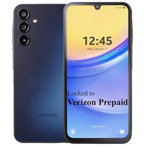 Verizon Prepaid Samsung Galaxy A15 5G, 64GB Prepaid Smartphone, 6.5” FHD+ Super AMOLED Display, 50MP Triple Camera, Long Lasting Battery, Android 14, Black - Locked to Verizon Prepaid