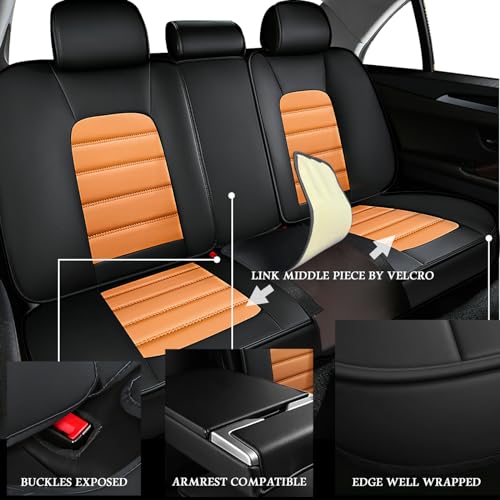 Image of Deluxe Full Covers for Volkswagen Golf SportWagen 2015-2019, Black-Orange