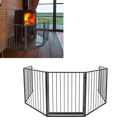 VANCHEMO Griglia di protezione per caminetto con porta in metallo, per bambini, griglia di protezione per bambini, griglia di protezione per il forno, griglia di protezione per animali domestici, con