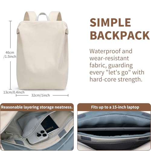 Travel Backpack, 18 Inch Lightweight Airy Waterproof Backpack, Durable Laptop Bookbag, Anti-Slip Compartments, Ideal for Travel, Work, School (White)2